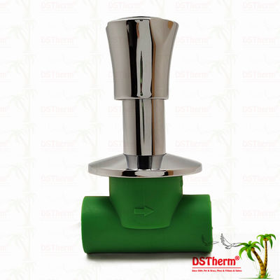 PN25 PPR Stopkraan 20-40mm Verchroomd met Antislip Handvat