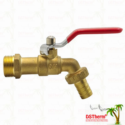 Goud bekleed Heavy Duty Classic Red Iron Handle Bibcocks Water spoot kraan Spigot waterkraan 3/4"
