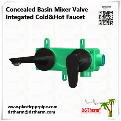 PPR Basin Valve Verborgen Mixer Valve Koud Warm Water kraan Zwart Kleur Ppr Messing kraan