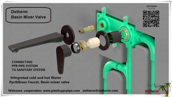 PPR Basin Valve Verborgen Mixer Valve Koud Warm Water kraan Zwart Kleur Ppr Messing kraan