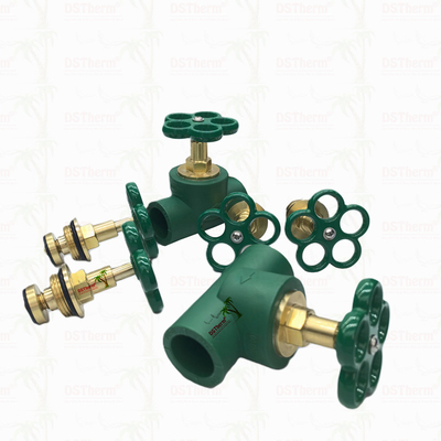 Gepersonaliseerde zwaarder type stopklep cartridge met groene handgreep Messing cartridge Messing spindel klep bovendeel