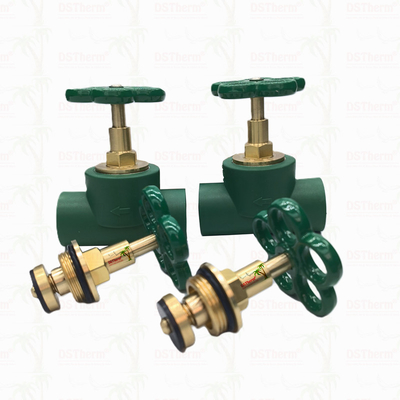 Gepersonaliseerde zwaarder type stopklep cartridge met groene handgreep Messing cartridge Messing spindel klep bovendeel