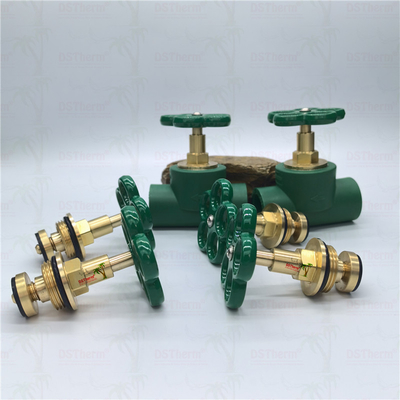 Gepersonaliseerde zwaarder type stopklep cartridge met groene handgreep Messing cartridge Messing spindel klep bovendeel
