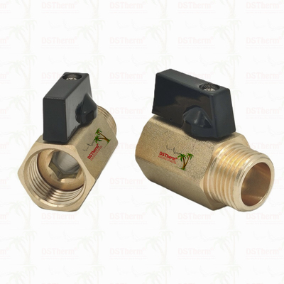 Messing vrouwelijke en mannelijke mini-balklep voor loodgietersysteem 1/2'' corrosiebestendigheid