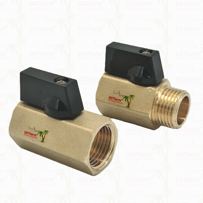 Messing vrouwelijke en mannelijke mini-balklep voor loodgietersysteem 1/2'' corrosiebestendigheid