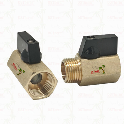 Messing vrouwelijke en mannelijke mini-balklep voor loodgietersysteem 1/2'' corrosiebestendigheid
