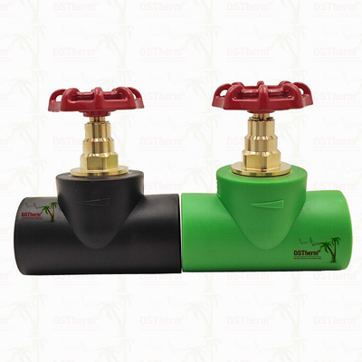 Zwarte PPR-stopklep met chroomgeplatte / messingkleurpatroon ISO 15784 gecertificeerde globale klep 20-110 mm