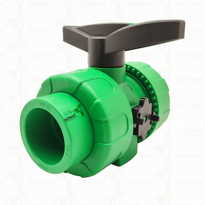 Lock Ball PPR Double Union Ball Valve Met Plastic Ball S2.5 20-63MM Customized LOGO
