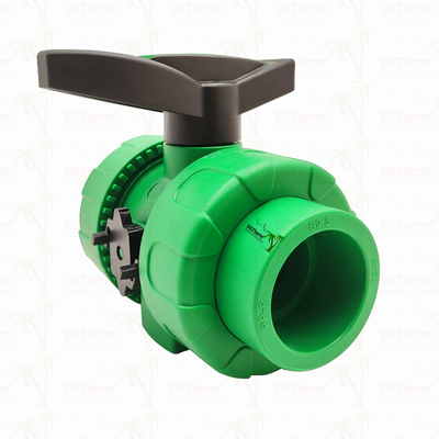 Lock Ball PPR Double Union Ball Valve Met Plastic Ball S2.5 20-63MM Customized LOGO