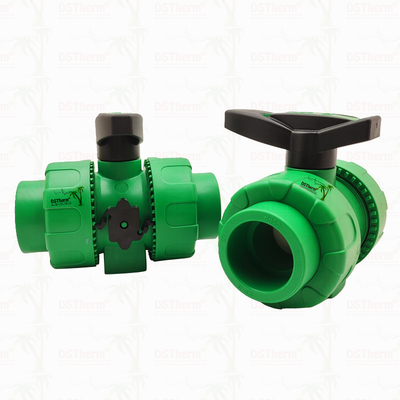 Lock Ball PPR Double Union Ball Valve Met Plastic Ball S2.5 20-63MM Customized LOGO