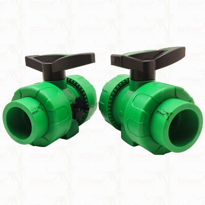 Lock Ball PPR Double Union Ball Valve Met Plastic Ball S2.5 20-63MM Customized LOGO