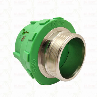 PPR Manchetkoppeling met mannelijke schroefdraad Kunststof PPR Buisfittingen 75*2 1/2" Aangepaste maat