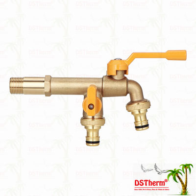 Lange spuit zware koper dubbele uitlaat kraan uitbreiding kraan koper bibcock 1/2"*3/4"*3/4"