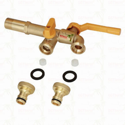 Lange spuit zware koper dubbele uitlaat kraan uitbreiding kraan koper bibcock 1/2"*3/4"*3/4"