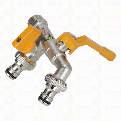 Messing Economische Dubbele Uitlaat Bibcocks Messing Kraan Vernikkeld Messing Tap 1/2"*3/4"*3/4"