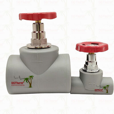 Grijze, gechromeerde PPR-stopklep met koperen cartridge, globale klep 20-110 mm