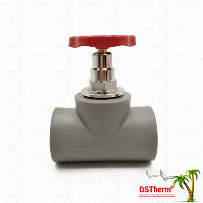 Grijze, gechromeerde PPR-stopklep met koperen cartridge, globale klep 20-110 mm